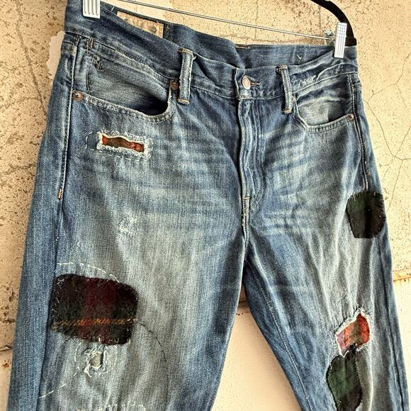 Polo Ralph Lauren Jeans Astor Slim Boyfriend Patchwork Plaid Flannel Denim 28 - Picture 3 of 7
